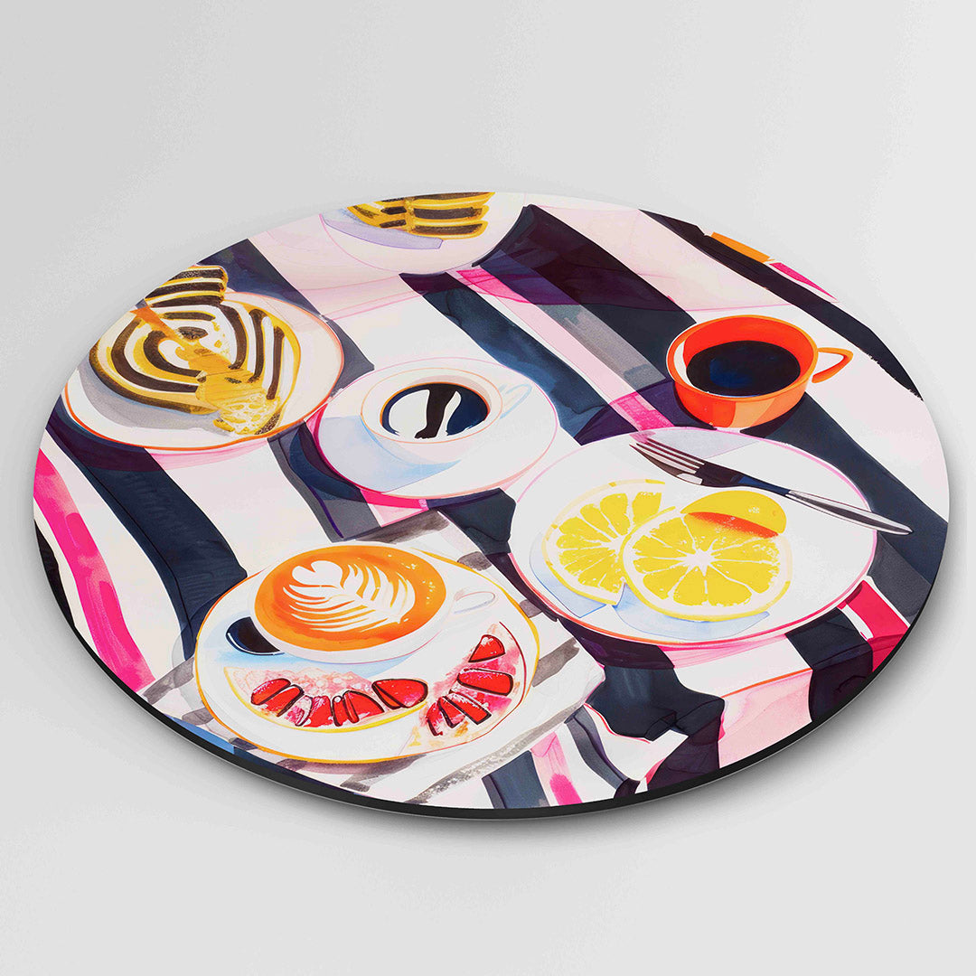 Ontbijt tafel – ronde wanddecoratie met abstract ontwerp