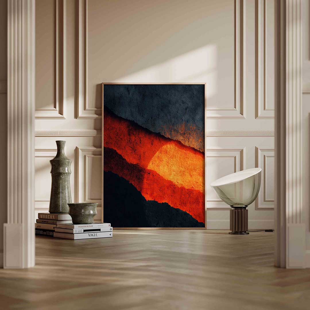 Abstracte zonsondergang – staande abstracte wanddecoratie van WallArtistic