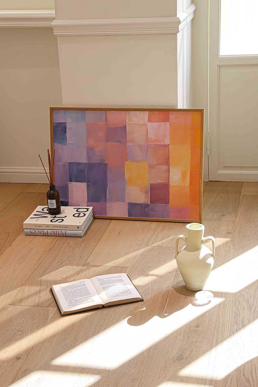 Gekleurde vlakken – liggende kleurrijke abstracte wanddecoratie van WallArtistic