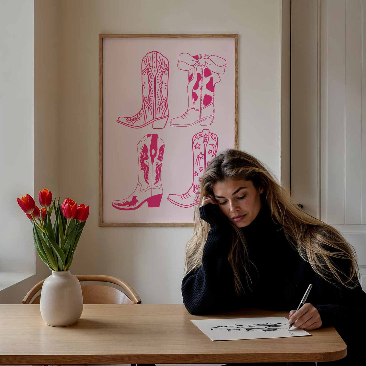 Retro Cowboylaarzen Illustratie – paasposter in staand formaat