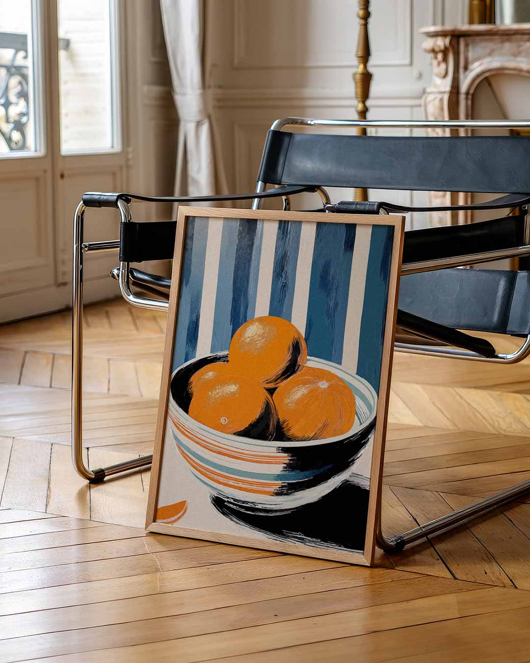 Citrusfrisse Sinaasappelkom – urban poster in staand formaat