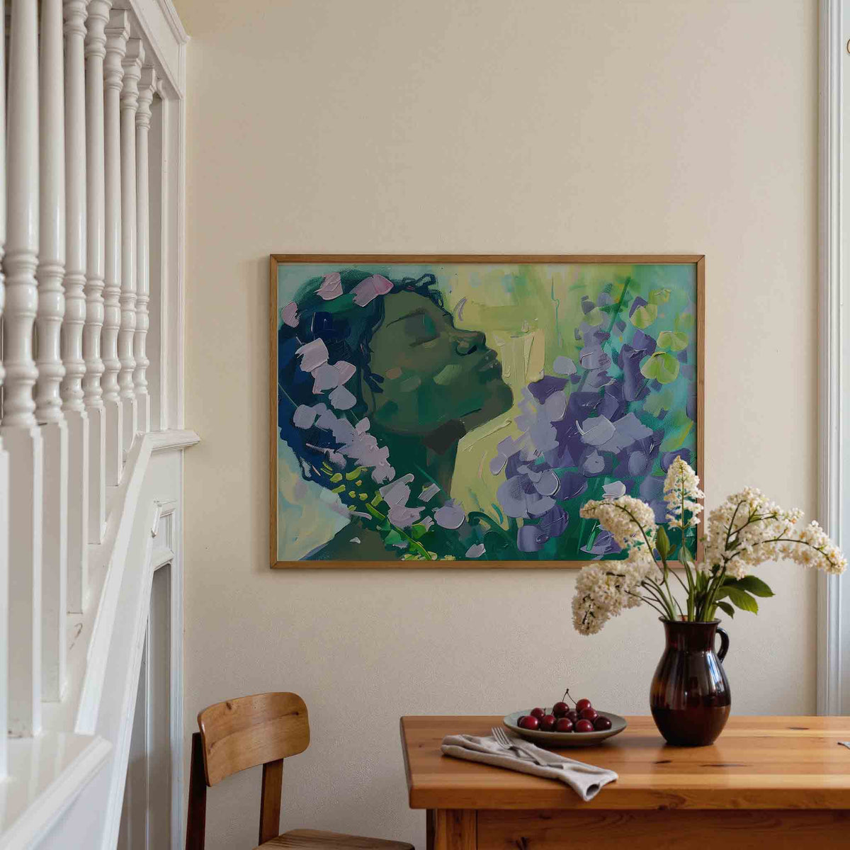 Bloemen en gezicht – botanische poster in liggend formaat