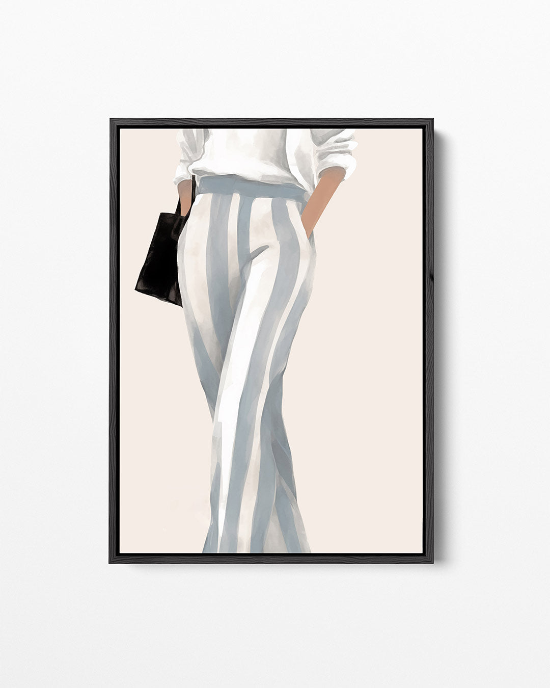 Gestreepte mode illustratie – staand wanddecoratie kunstwerk