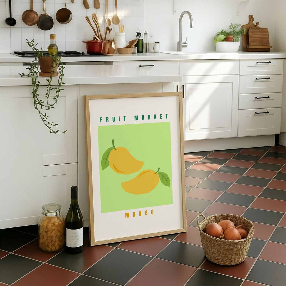 Fruitige Mango Markt – staande muurposter voor keuken of eethoek