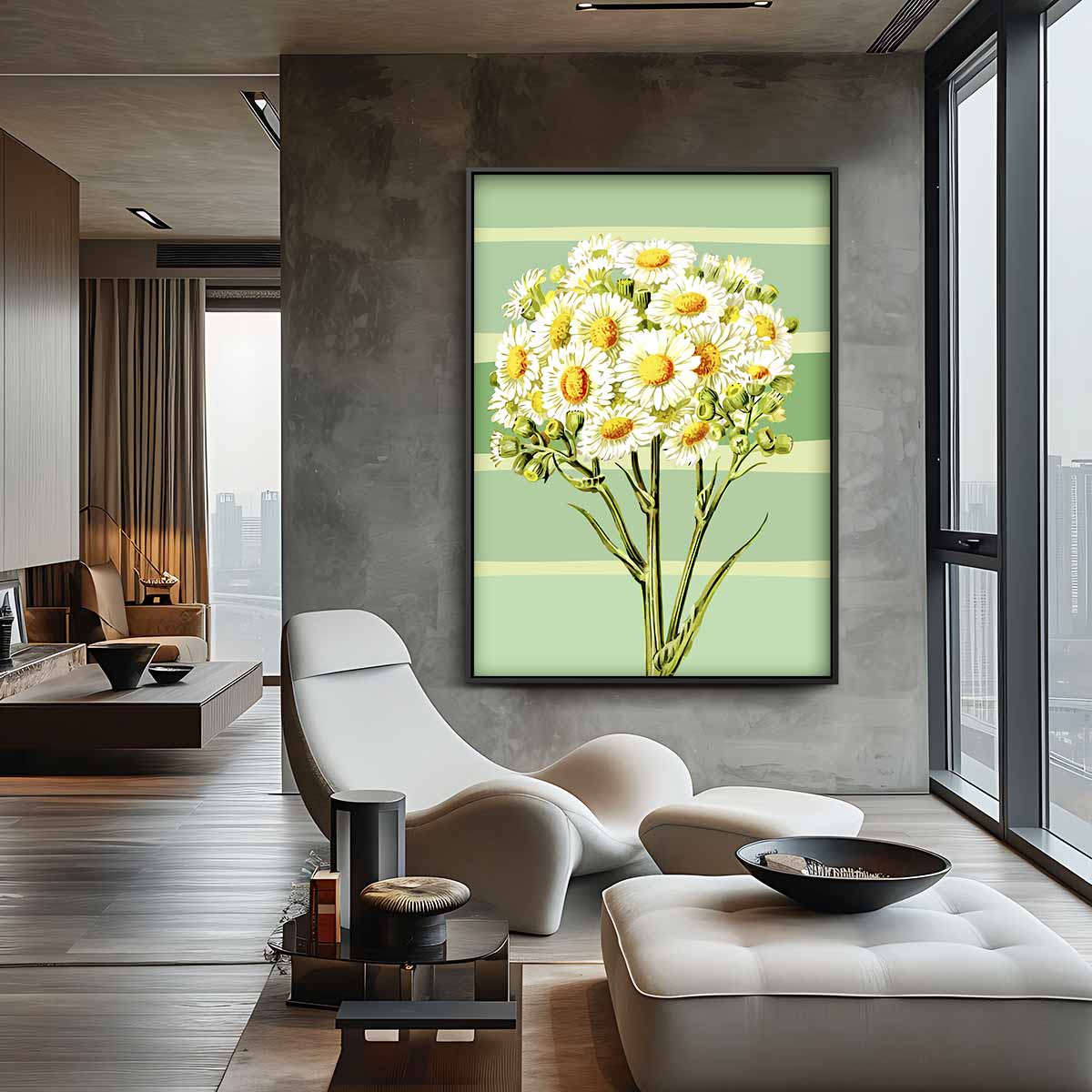 Frisse Margrietjes in de Herfst – staand kunstwerk voor modern interieur
