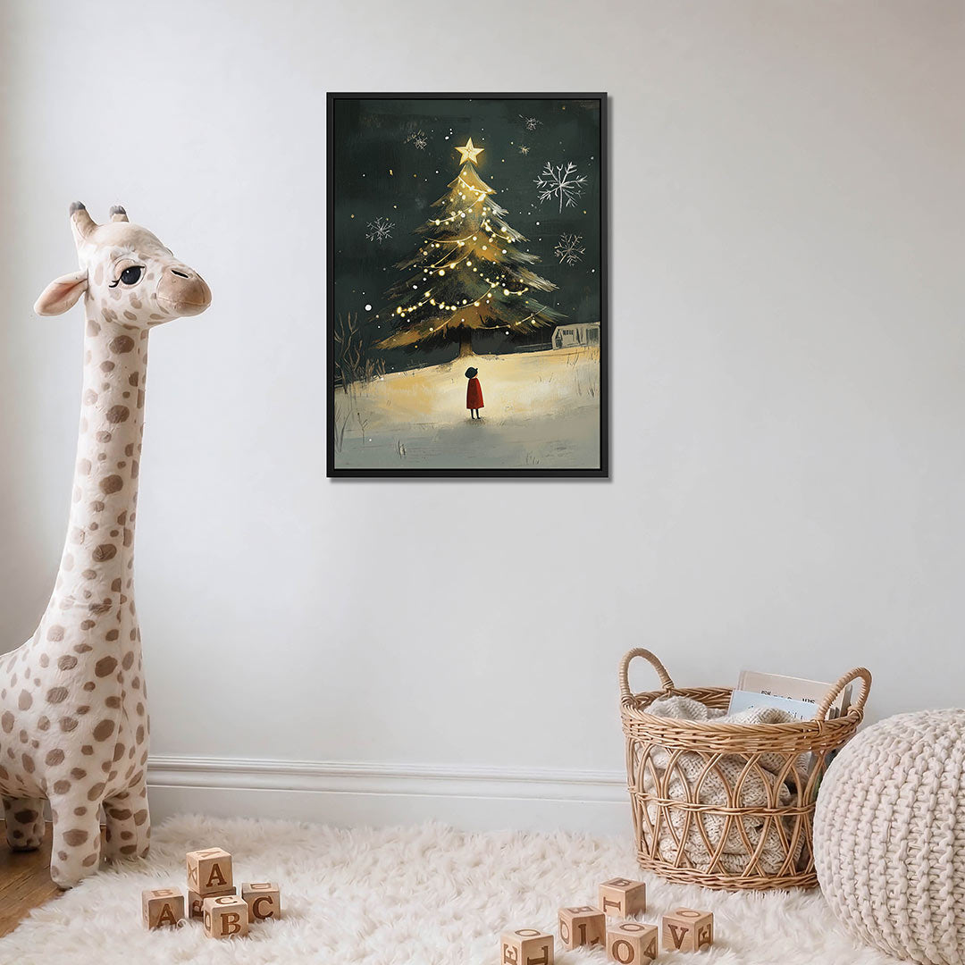 Kerstboom en kind – moderne staande wandkunst