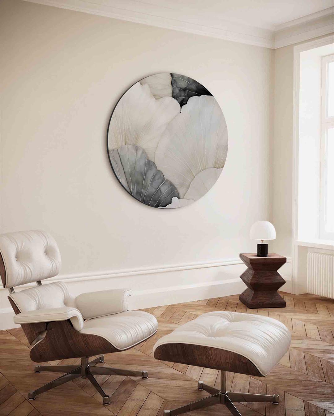 Gelaagde bladeren – kleurrijke ronde wanddecoratie van WallArtistic