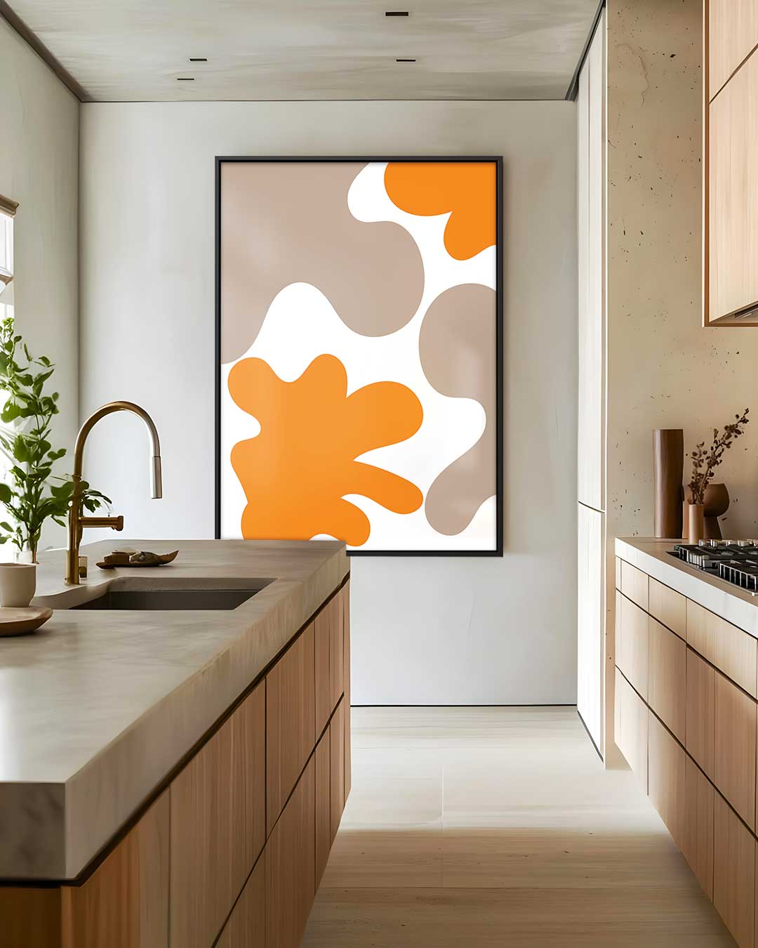 Vloeiende Vormen Abstract – dibond wanddecoratie in staand formaat