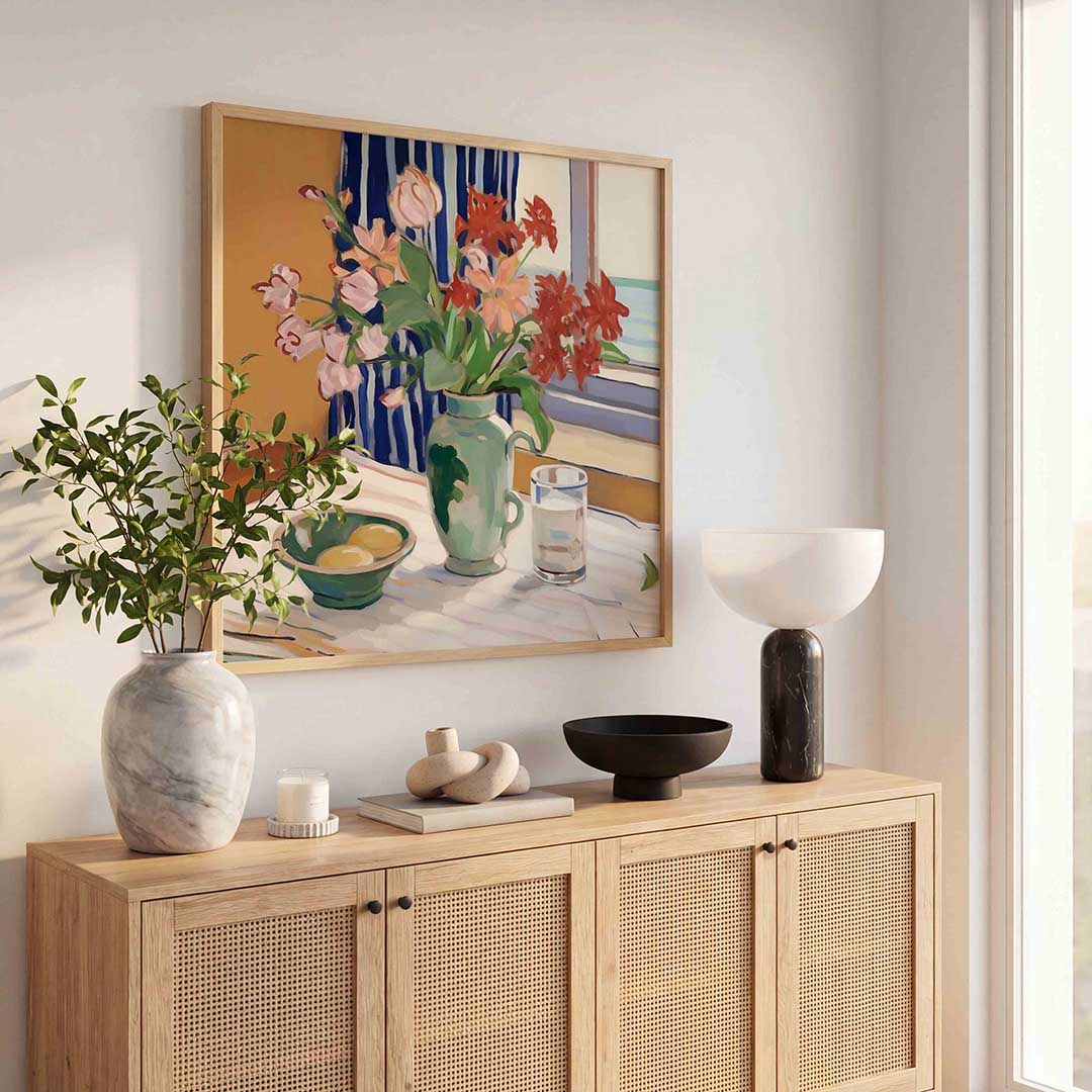 Bloemen in vaas – bloemen wandkunst als vierkante poster