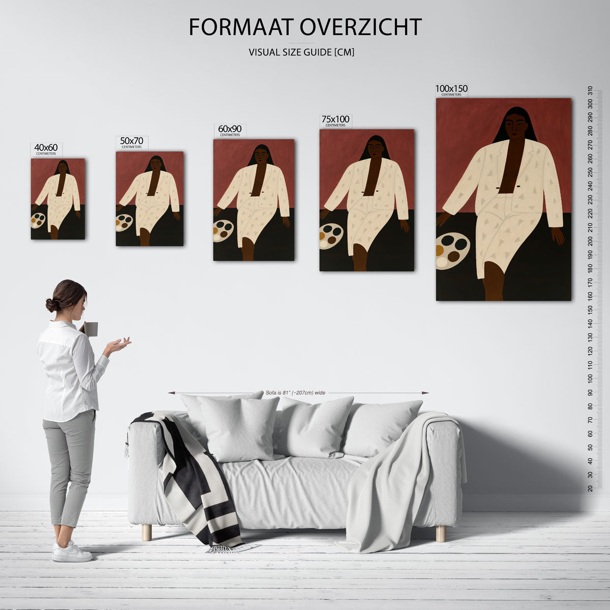 Geometrische compositie – moderne staande wandkunst