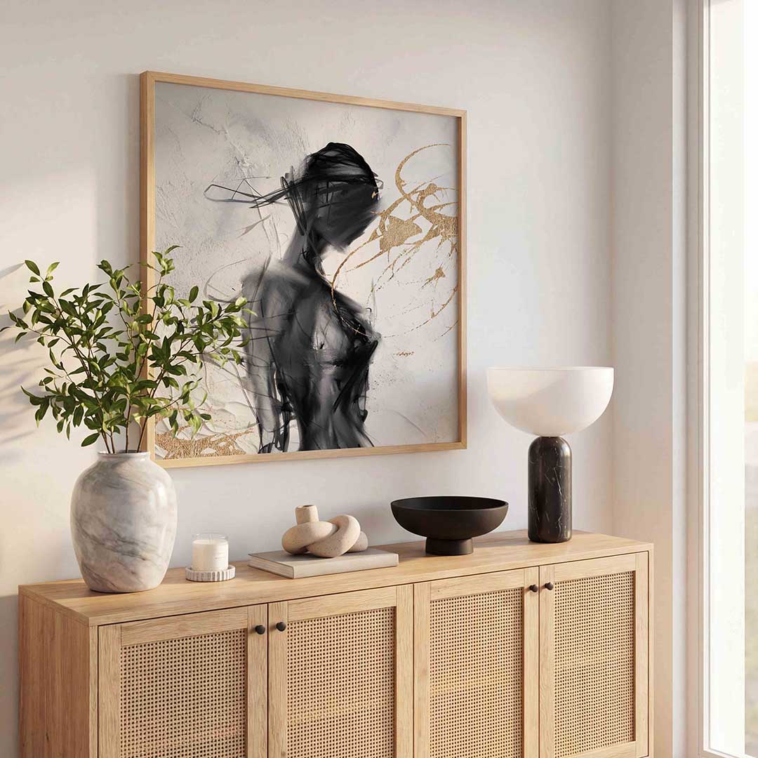 Abstracte figuur – rustige abstracte wandkunst als vierkante poster