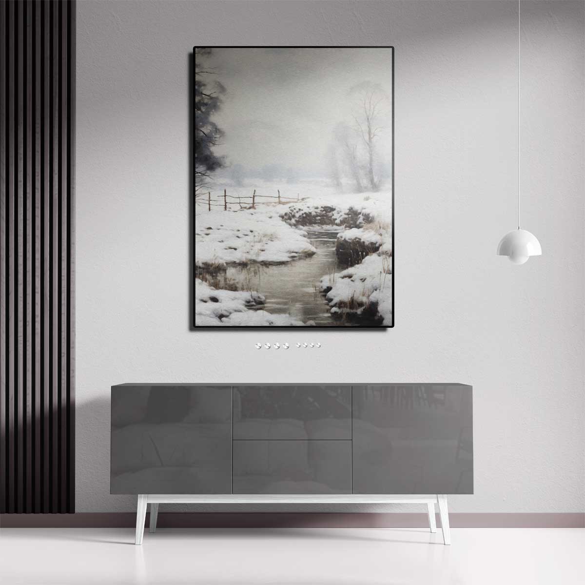 Winterse Rustieke Landschap – staande wandkunst voor woonkamer of interieur