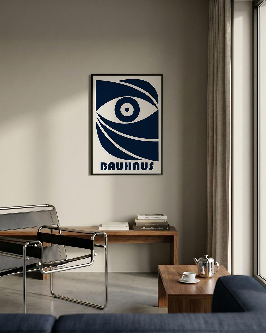 Oog en lijnen – staande Bauhaus poster voor aan de muur