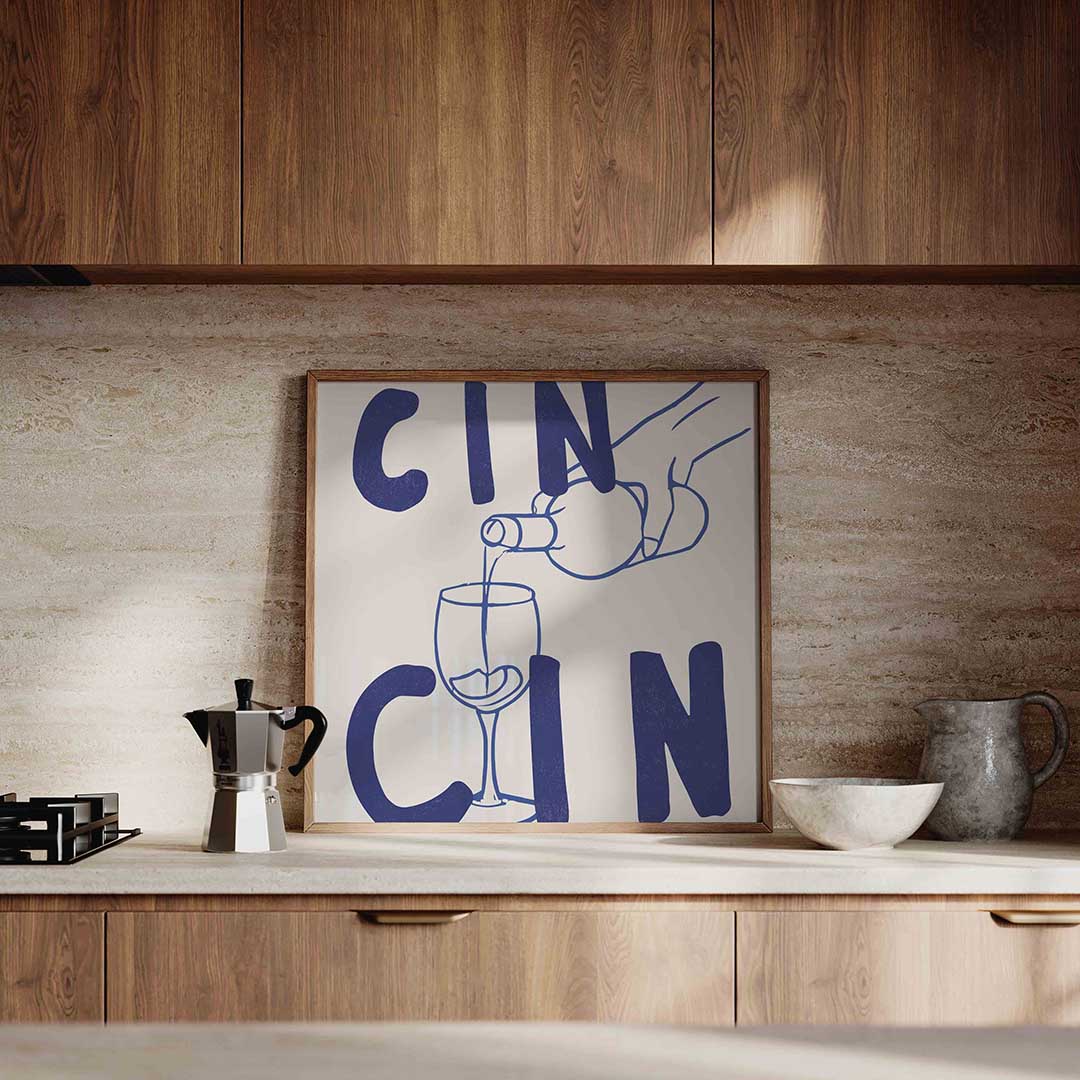 Cin cin – culinaire wandkunst als vierkante poster