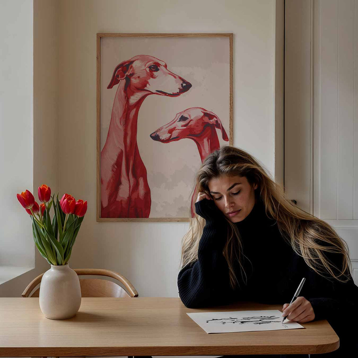 Stijlvolle Windhonden – staande dieren wanddecoratie van WallArtistic