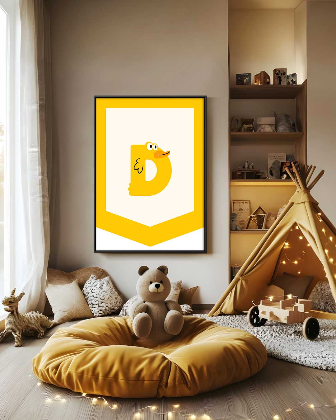 Speelse D-Eend Illustratie – staand kunstwerk voor modern interieur