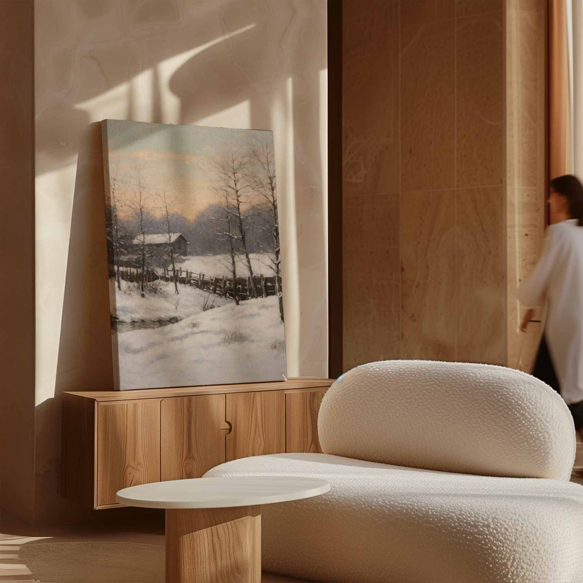 Winterse Rustieke Schoonheid – kunstwerk met zwarte baklijst