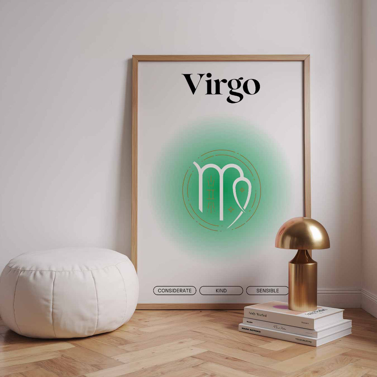 Virgo Zodiac – staande muurposter met mindful uitstraling