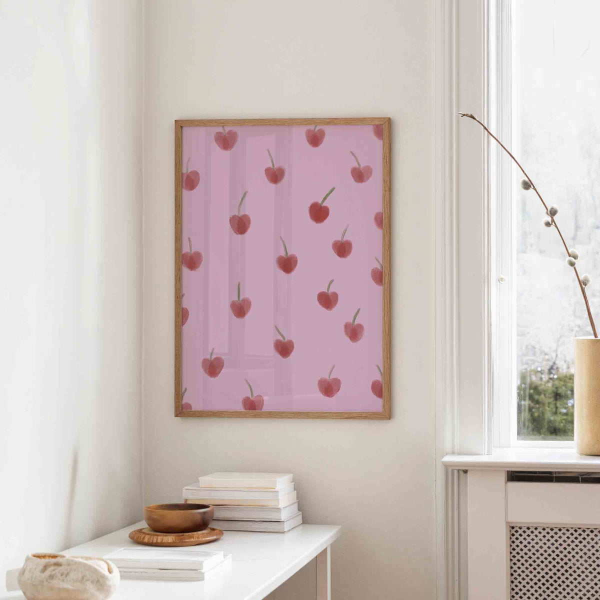Kersenpatroon – staande design wanddecoratie van WallArtistic