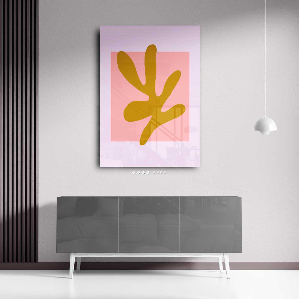 Abstracte Vormen in Oker en Roze – portret kunstwerk als wanddecoratie, afbeelding 13