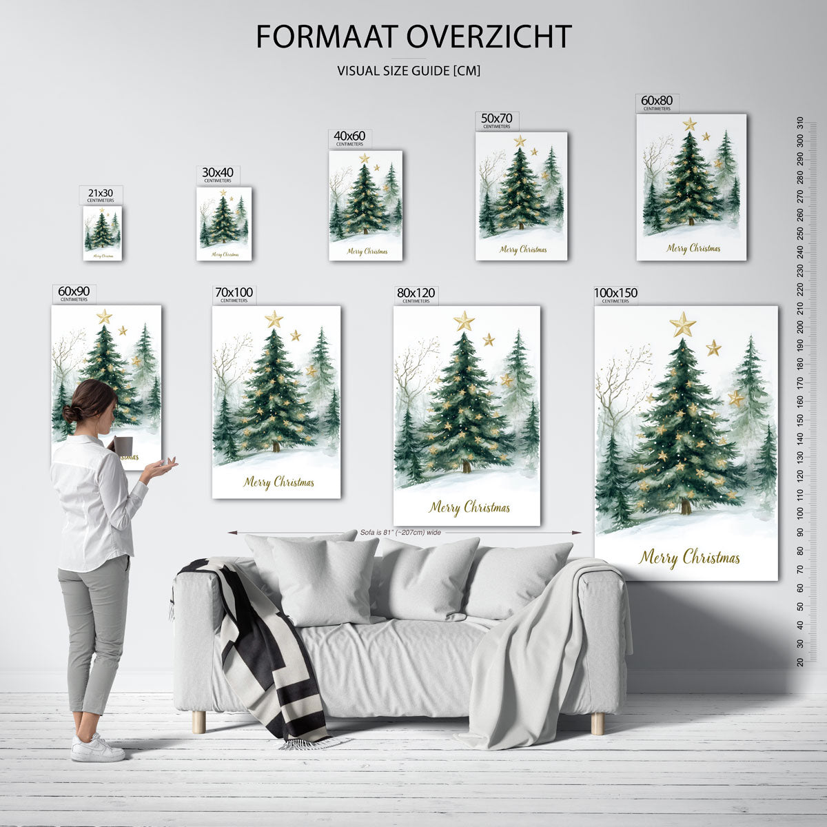 Kerstboom met sterren – staande muurposter voor de kinderkamer