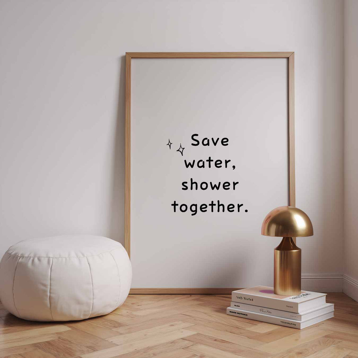 Spaar Water – staande muurposter met quote