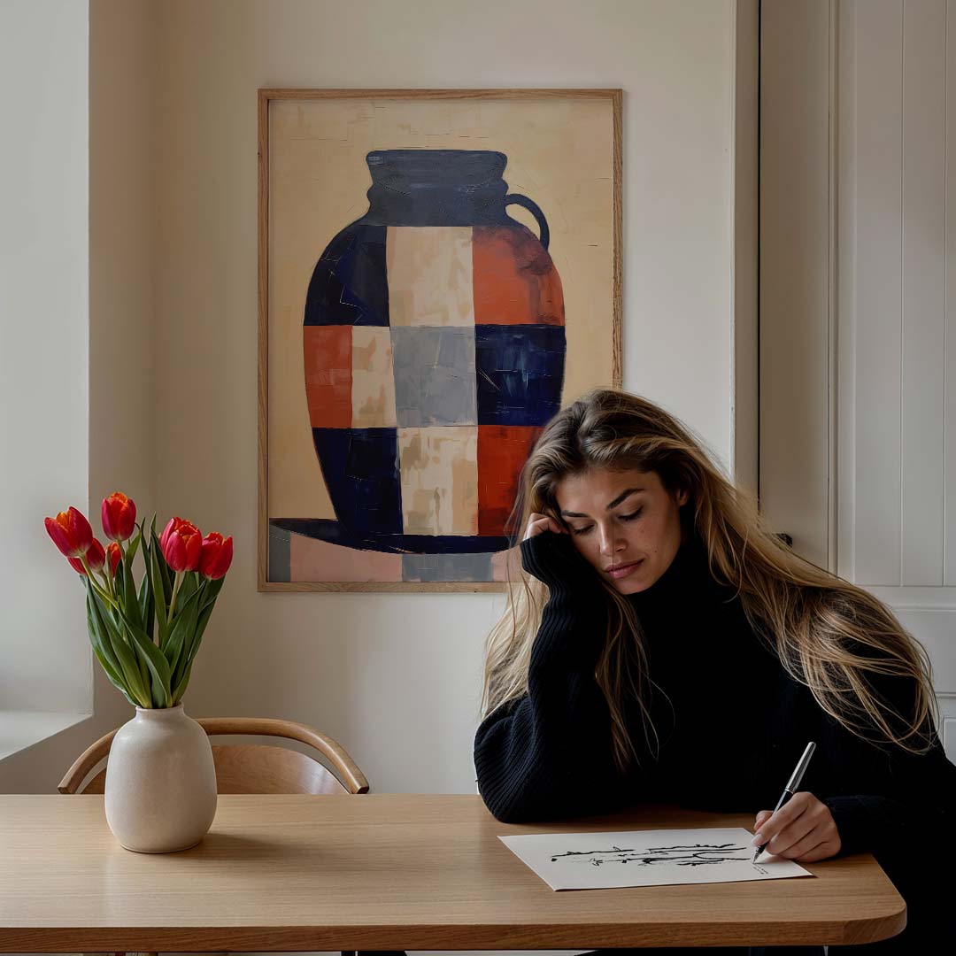Kleurrijke Abstracte Vaas – staande muurposter met abstracte vormen