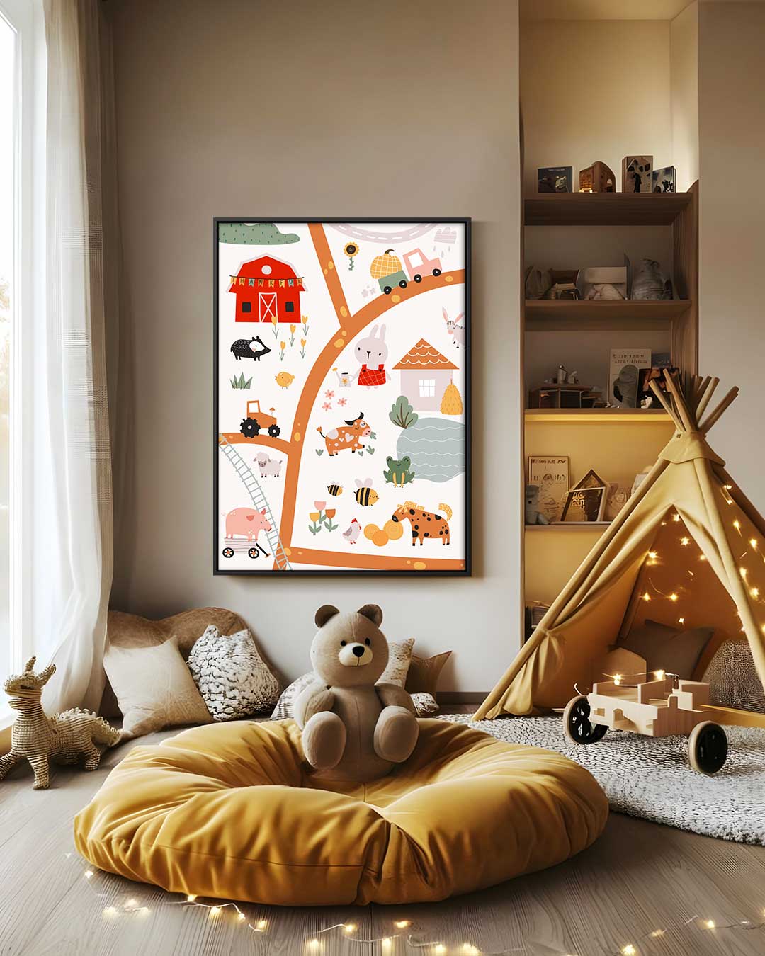 Vrolijke Boerderij Illustratie – staand kunstwerk voor modern interieur