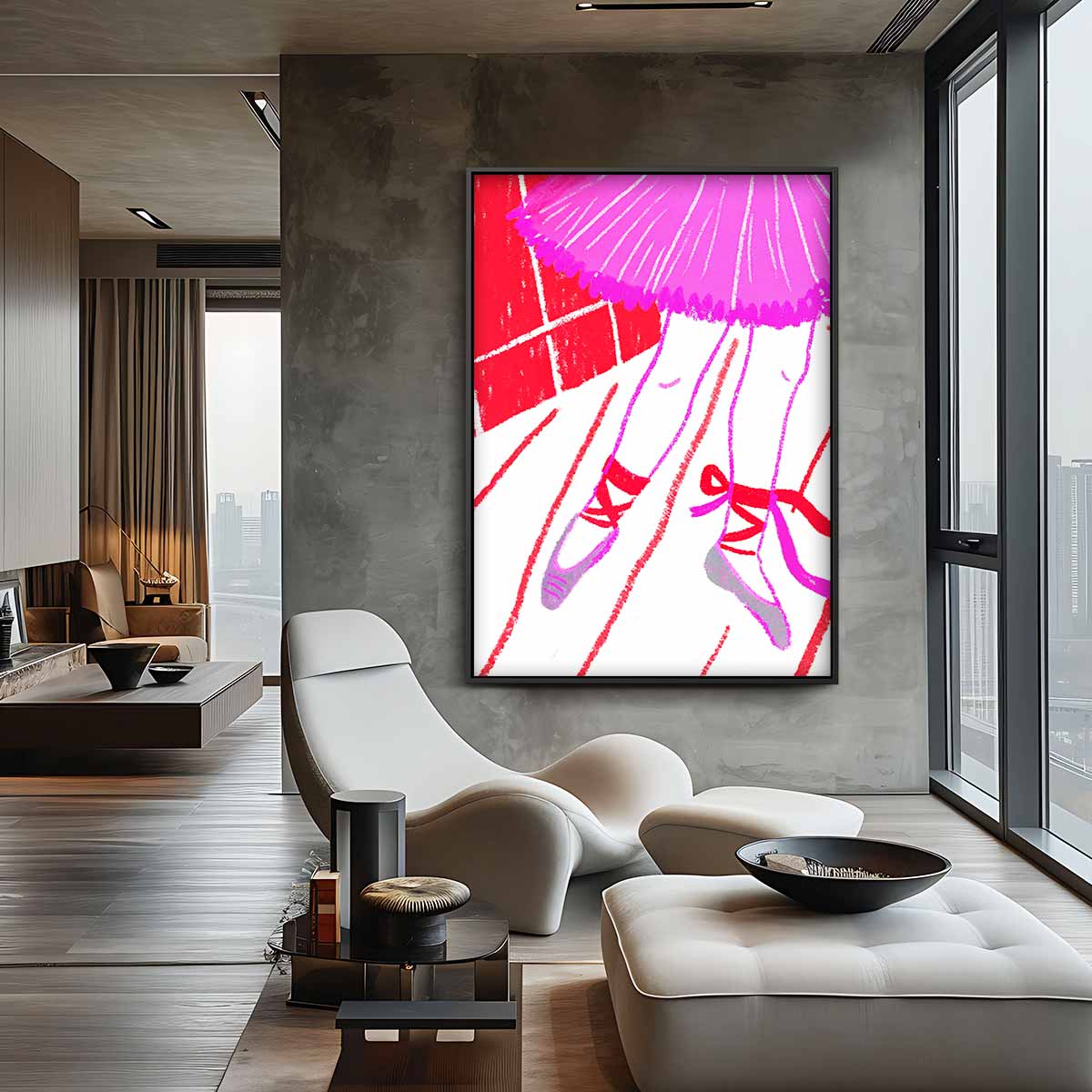 Ballerina Tussen Kleuren – canvas wanddecoratie in portret formaat