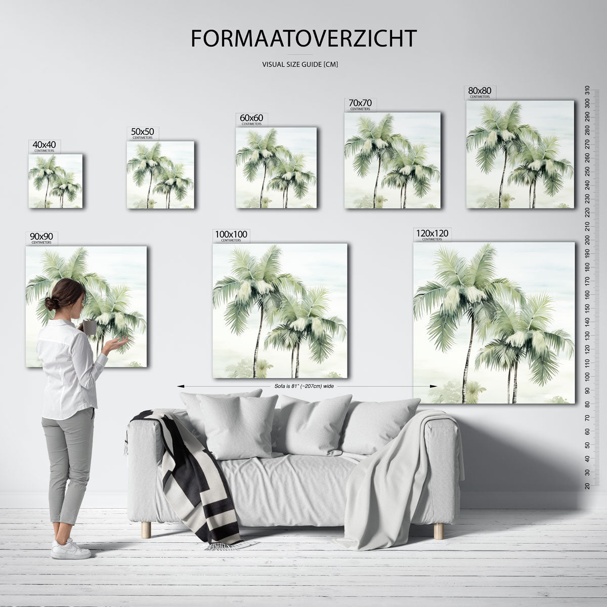 Tropische palmbomen – vierkante jungle wanddecoratie van WallArtistic