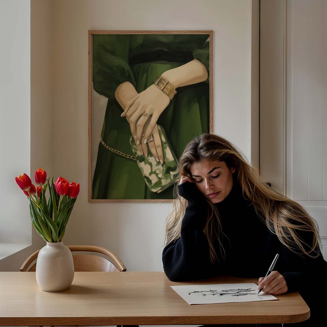 Elegante Groene Stijl – culinaire wandkunst als portret poster