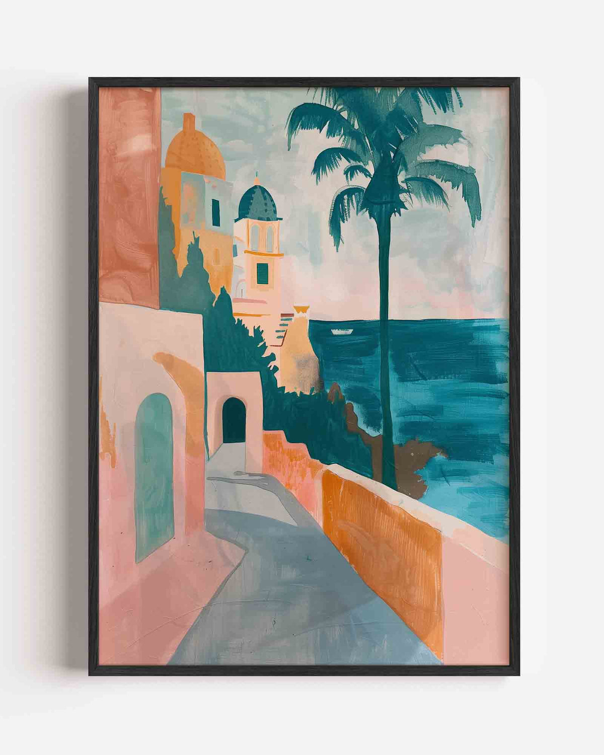 Mediterrane kustlijn – hedendaagse illustratie portret poster als wanddecoratie