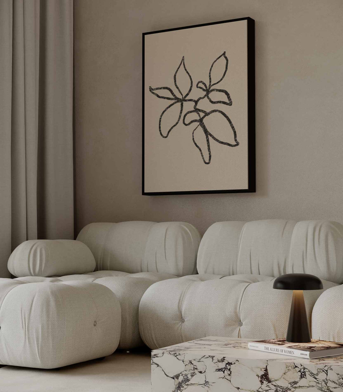 Minimalistische Bladeren Schets – plexiglas wanddecoratie in portret formaat