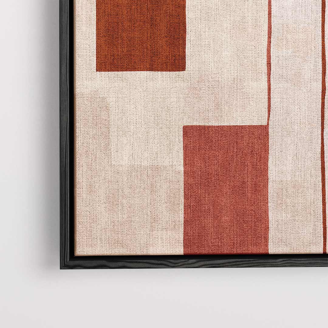 Abstracte Rood-Beige Compositie – dibond kunstwerk als wanddecoratie