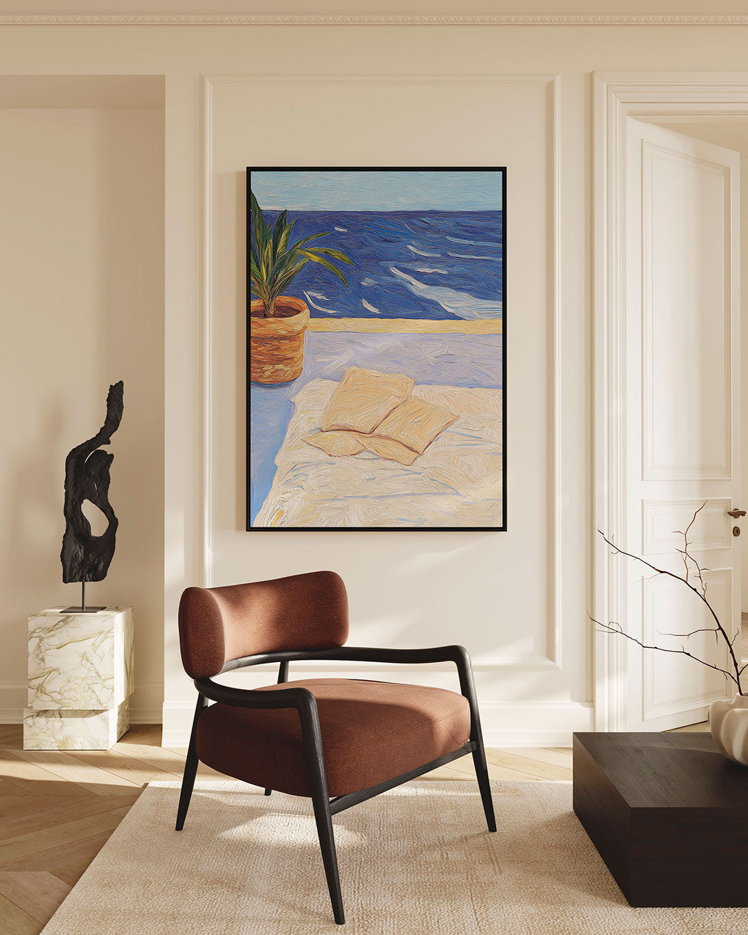 Zomers terras uitzicht – staande wanddecoratie