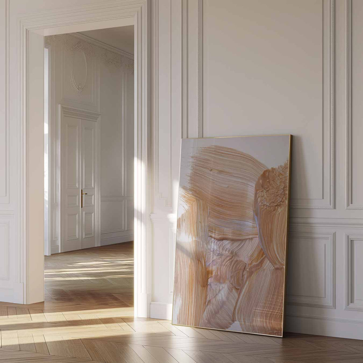 Zachte Aardetinten Abstracte Kunstposter – urban poster in staand formaat