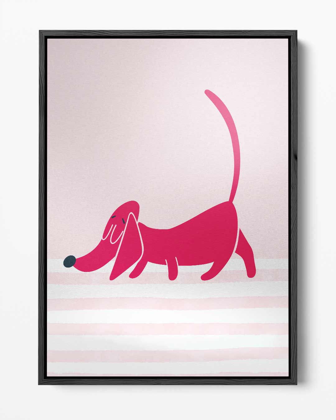 Roze Teckel Illustratie – portret kunstwerk als wanddecoratie