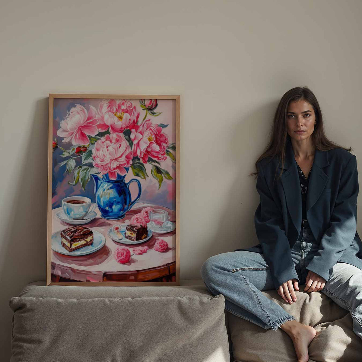 Romantische Bloemen en Dessert – staande keuken wanddecoratie van WallArtistic