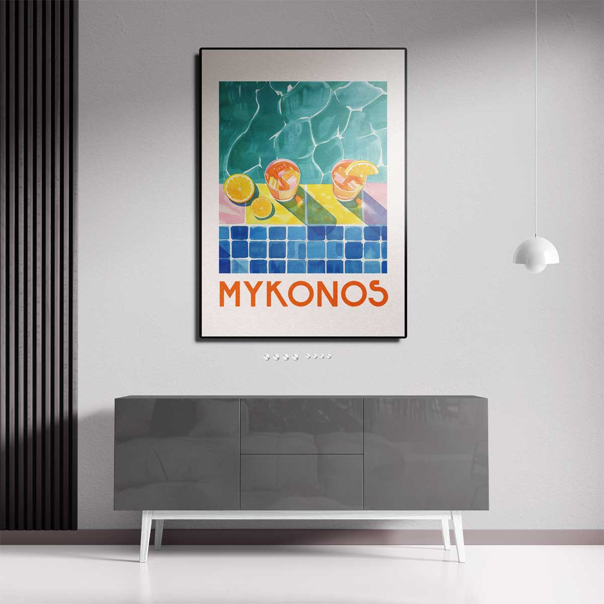 Zomerse Mykonos – staand kunstwerk voor modern interieur