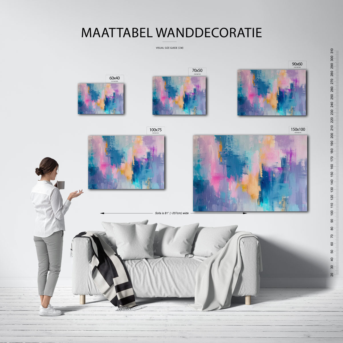 Kleurrijke vegen – moderne liggende wanddecoratie