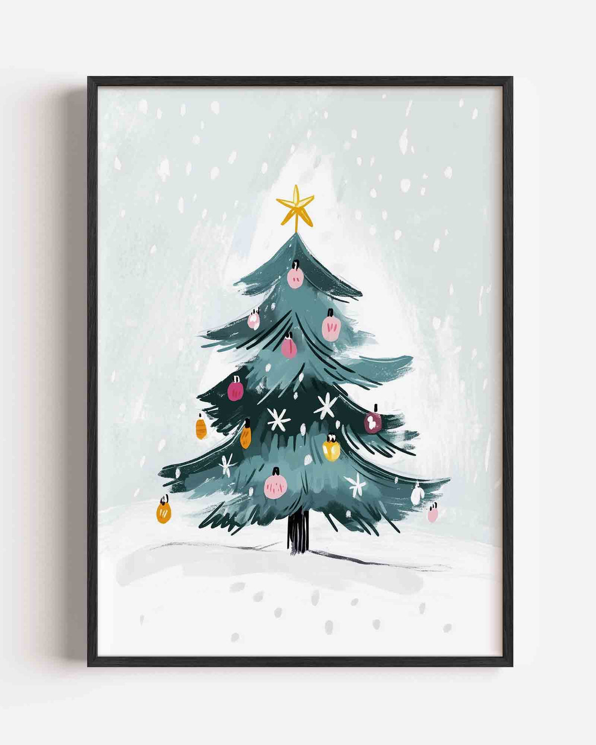 Kerstboom met sneeuw – kids portret poster als wanddecoratie