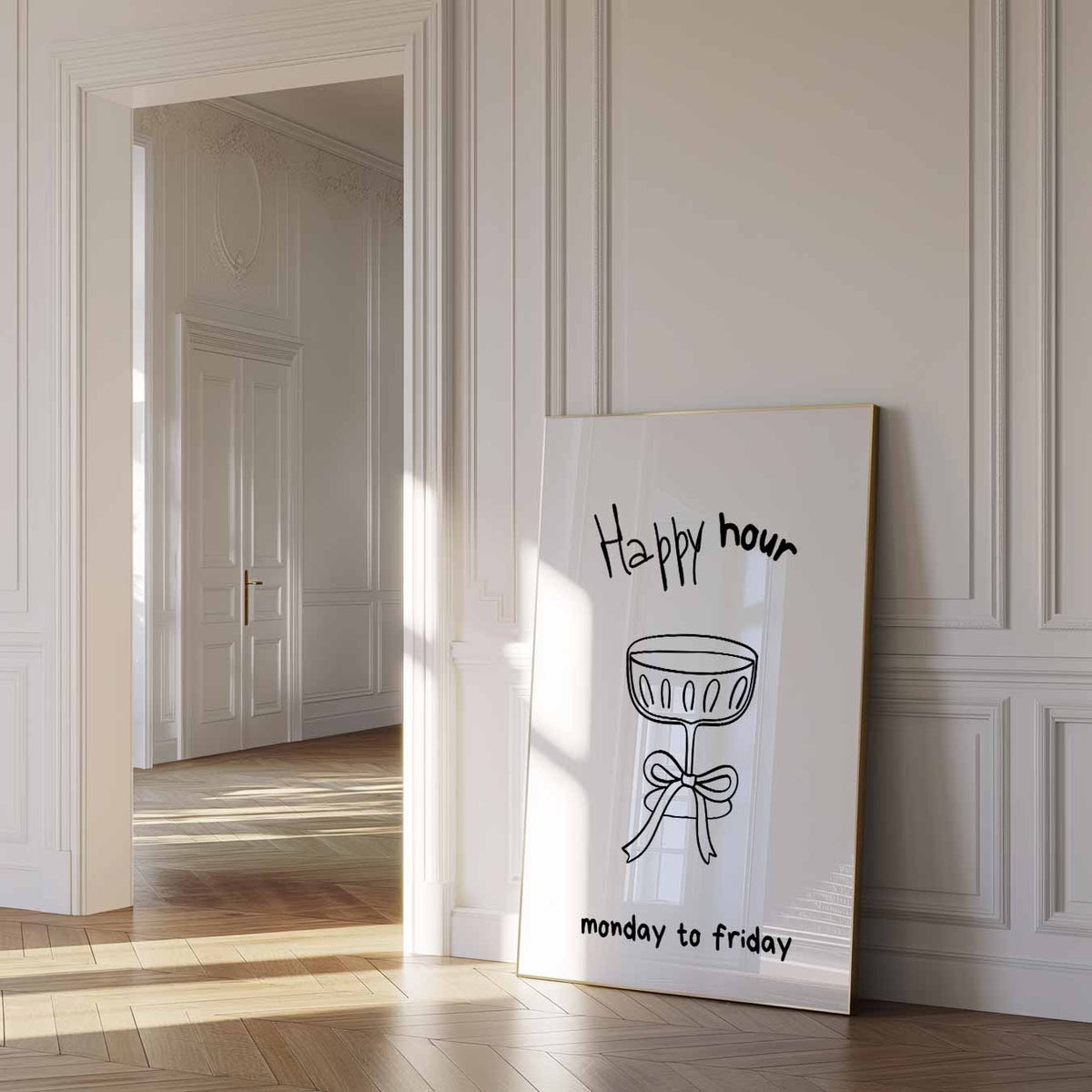 Happy Hour Illustratie – zomer poster als frisse staande wanddecoratie