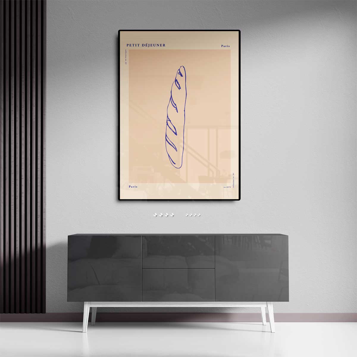 Minimalistische Baguette Illustratie – dibond kunstwerk als wanddecoratie