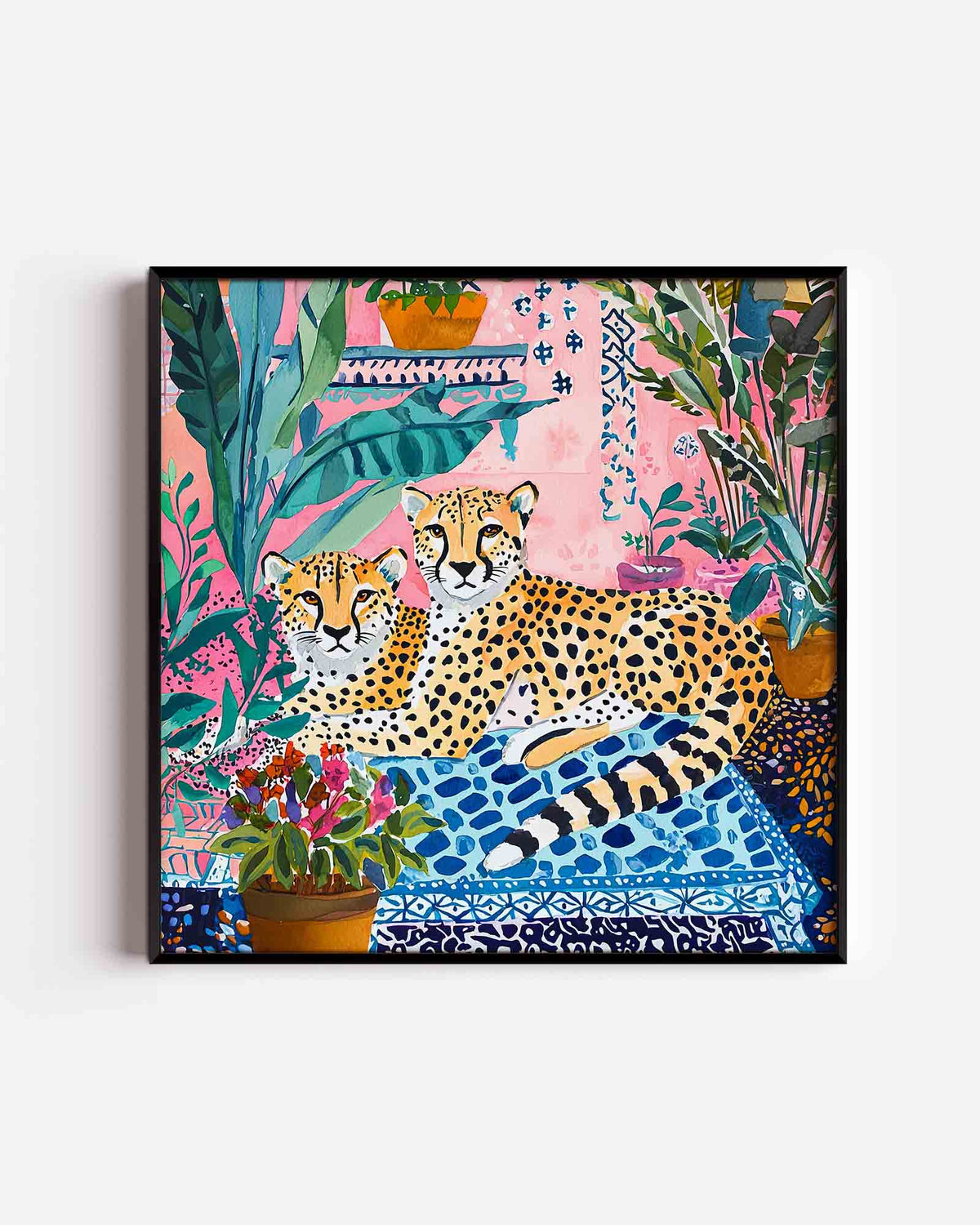 Luipaarden en planten – vierkante dierenposter als wanddecoratie