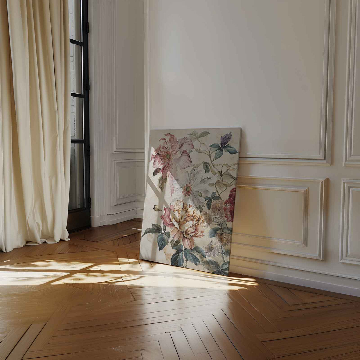 Bloemenpracht in Aquarel – staand kunstwerk voor modern interieur