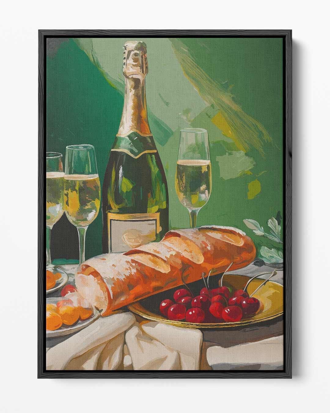 Champagne Still Life – portret kunstwerk als wanddecoratie