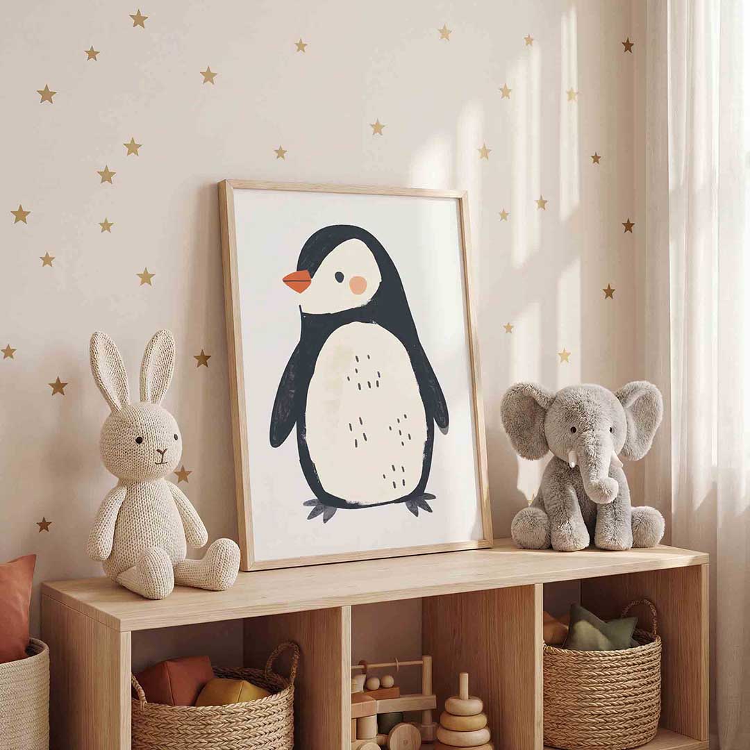 Schattige pinguïn – staande kinderkamer wanddecoratie van WallArtistic