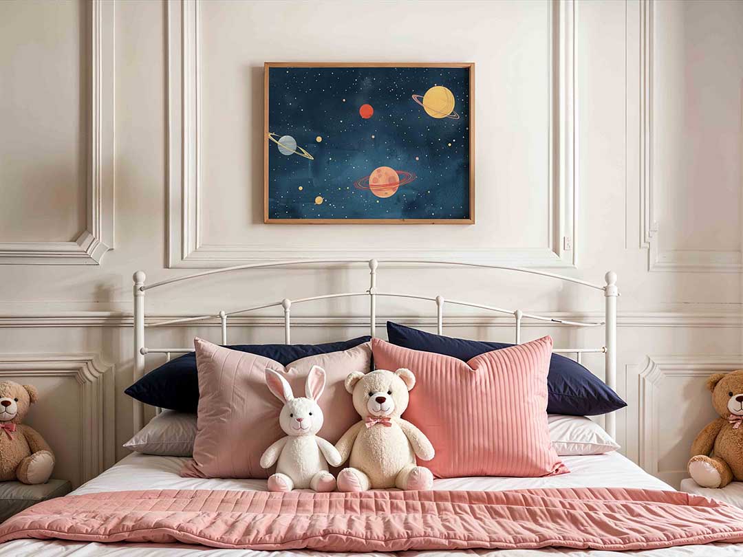 Planeten en sterren – kids poster in liggend formaat