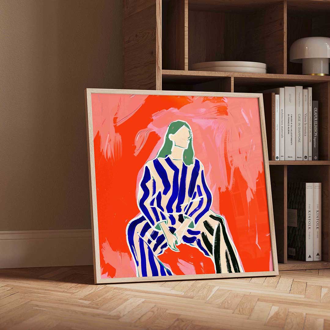 Gestreepte outfit – geïllustreerde wandkunst als vierkante poster