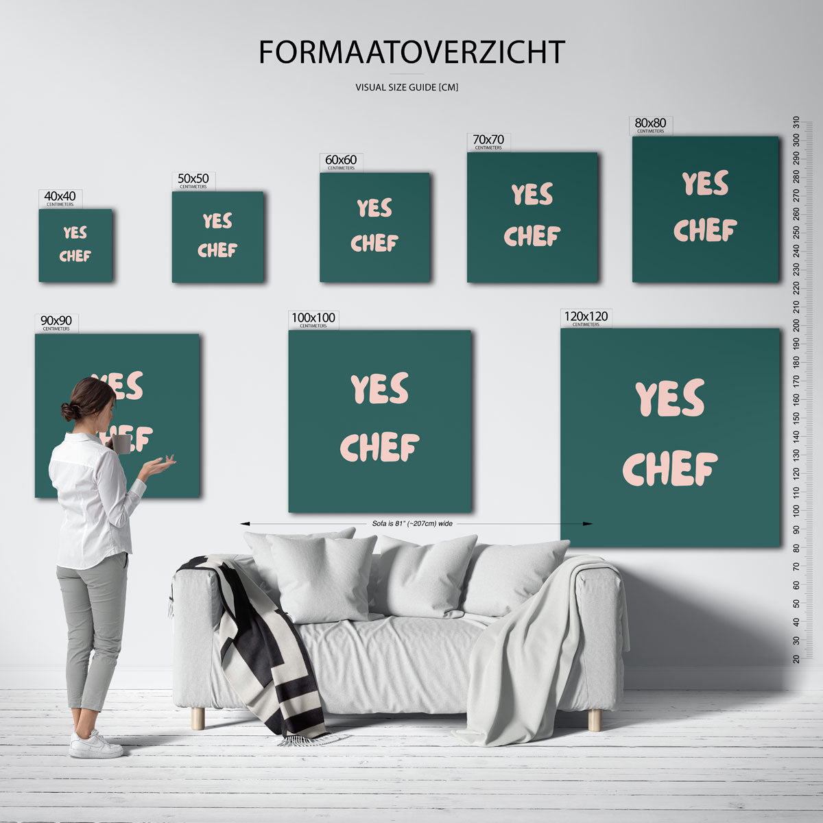 Yes chef – kleurrijke vierkante muurposter in Pop Art stijl